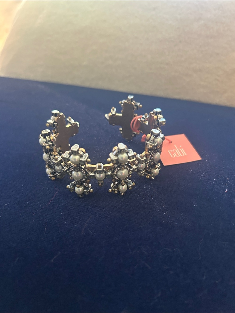 CAbi Silver Pearl Cluster Cuff Bracelet